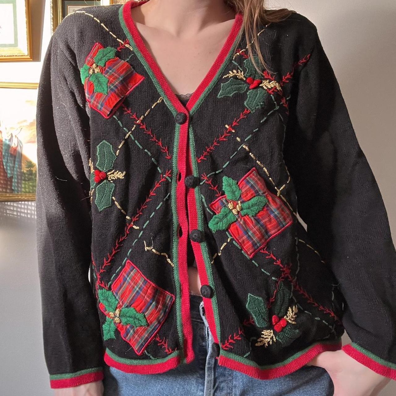 Cottagecore Christmas knit cardigan (M)