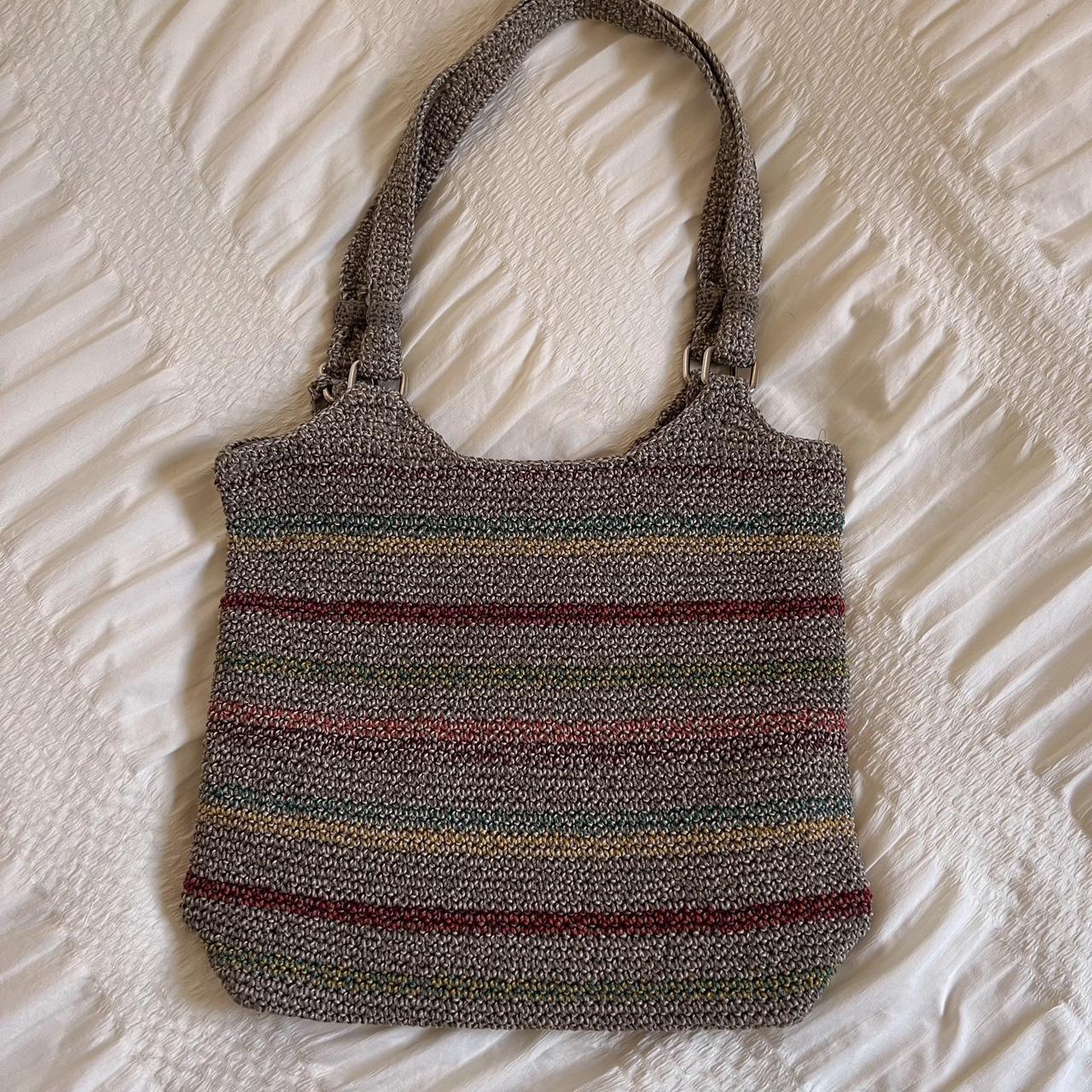 Muted rainbow woven tote bag