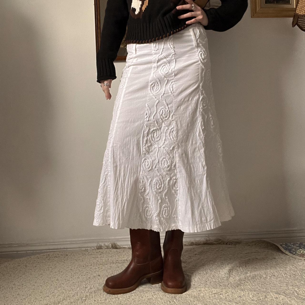 White textured maxi skirt (28")