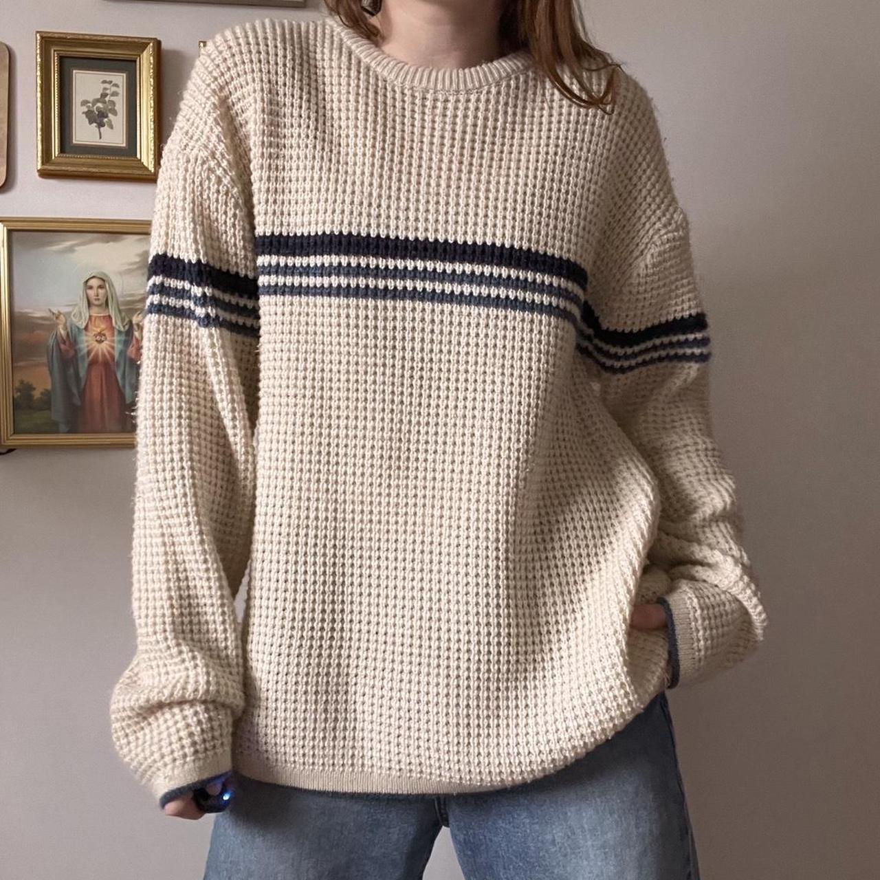 Chunky cream knit sweater (M)