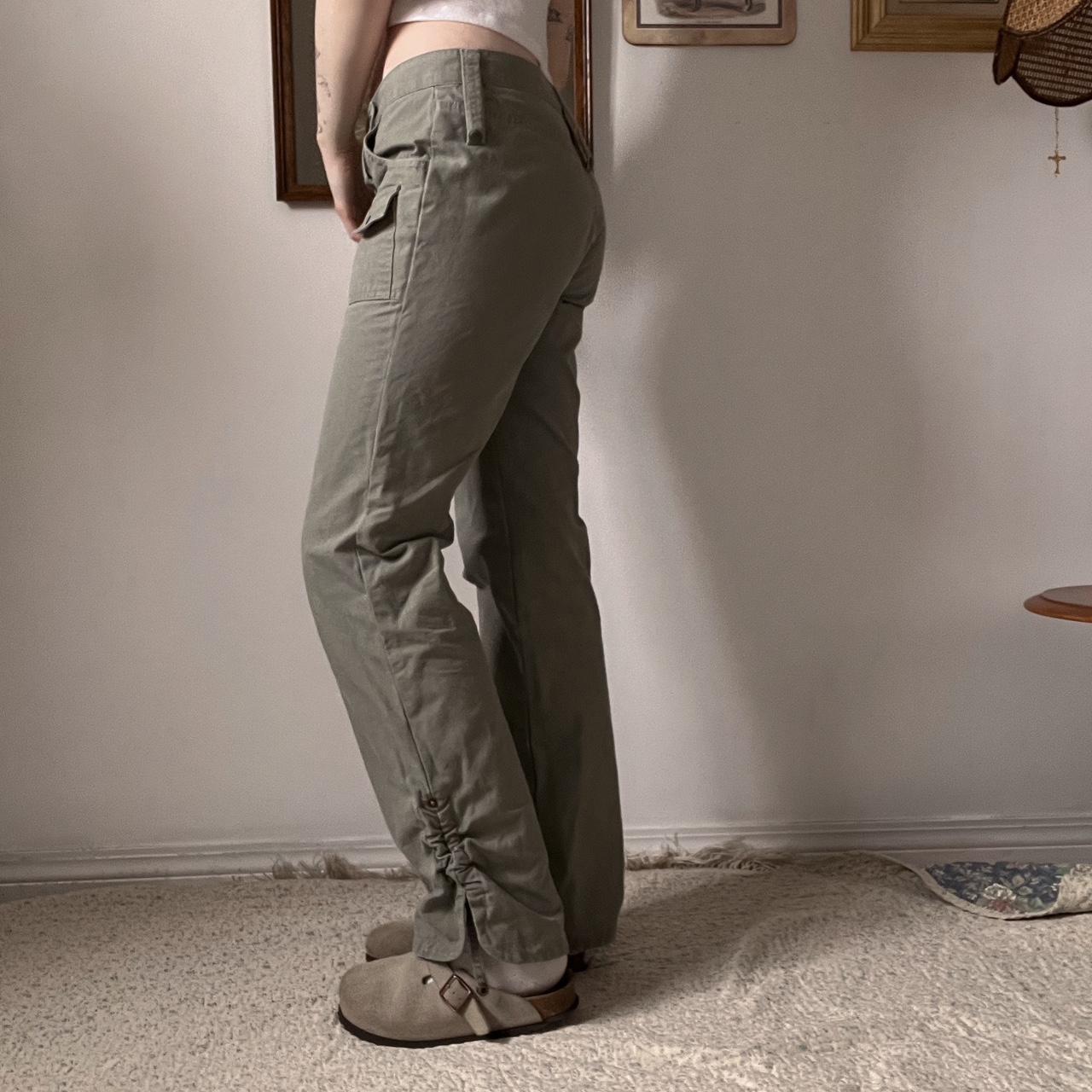 Sage green low rise pants (S)