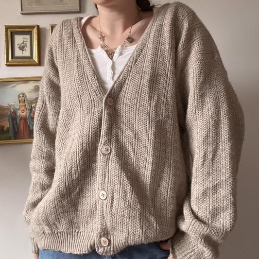 Slouchy oatmeal knit cardigan (L)