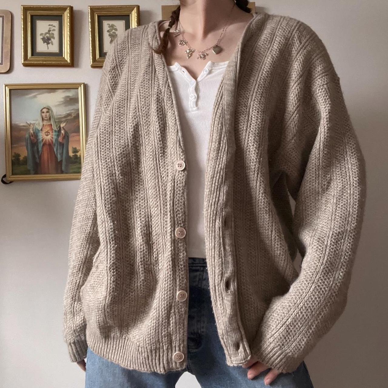 Slouchy oatmeal knit cardigan (L)