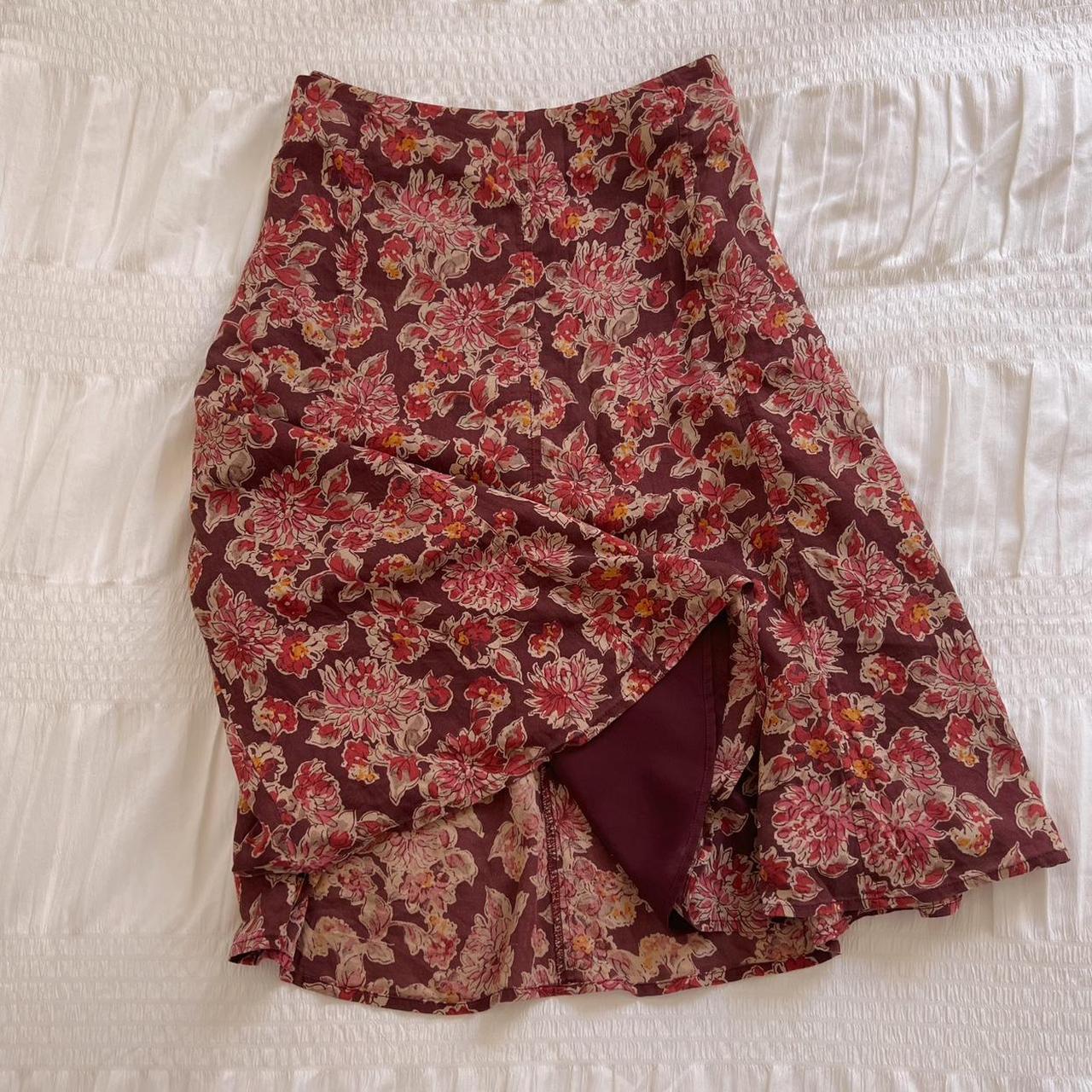 Silk floral midi skirt (M)