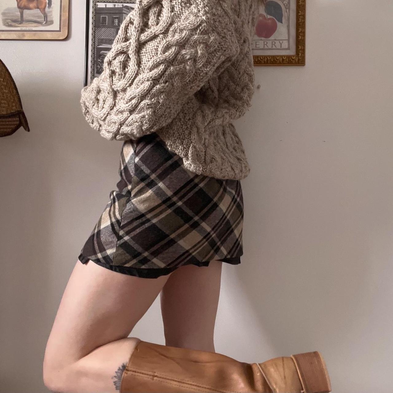 Brown plaid mini skirt (S)