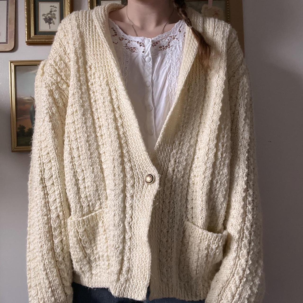 Cream chunky knit cardigan (XL)