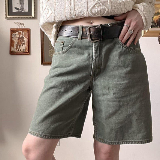 90's forest green denim shorts (31")