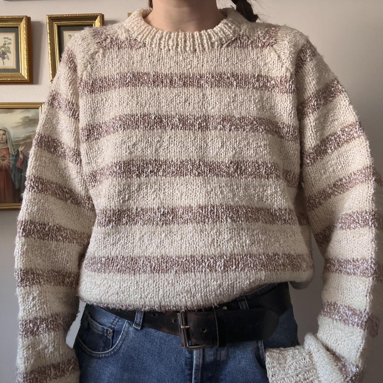 Vintage cream striped sweater (M)