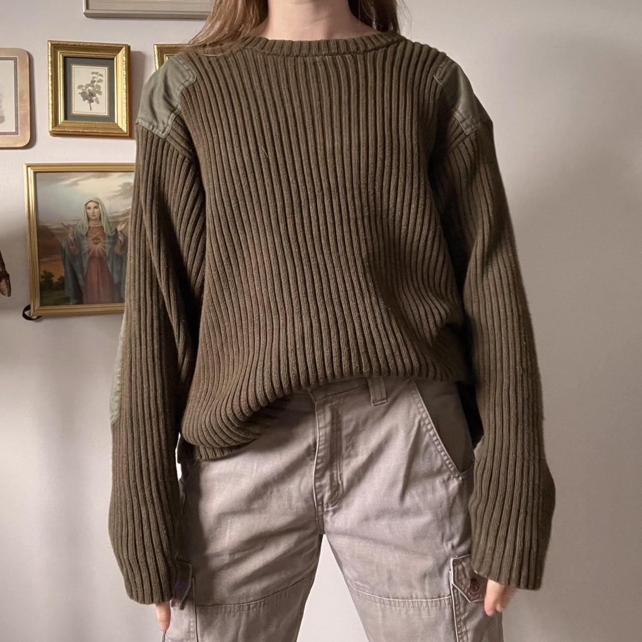 Vintage khaki knit sweater (L)