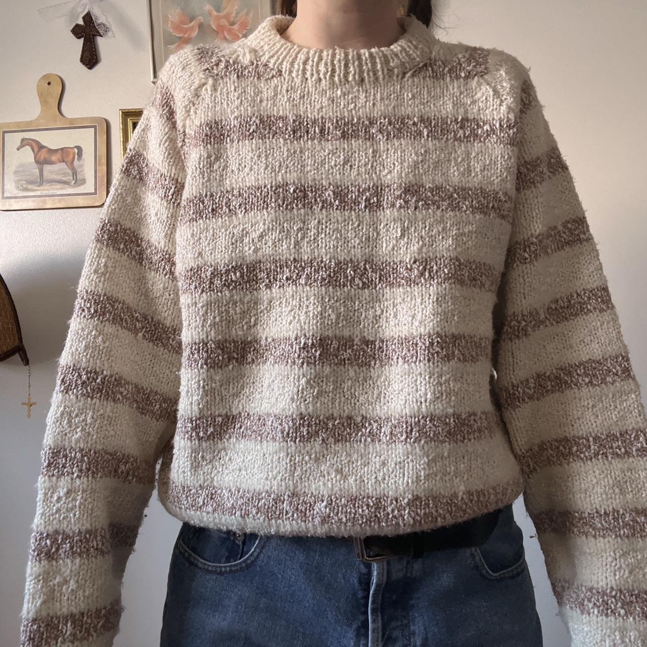 Vintage cream striped sweater (M)