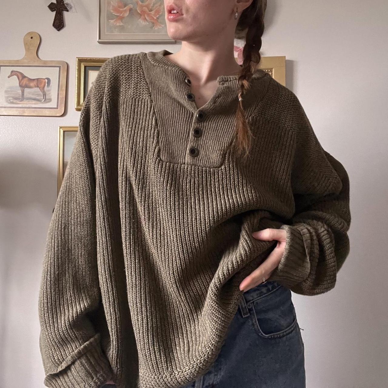 Oversized dark green knit (XXL)