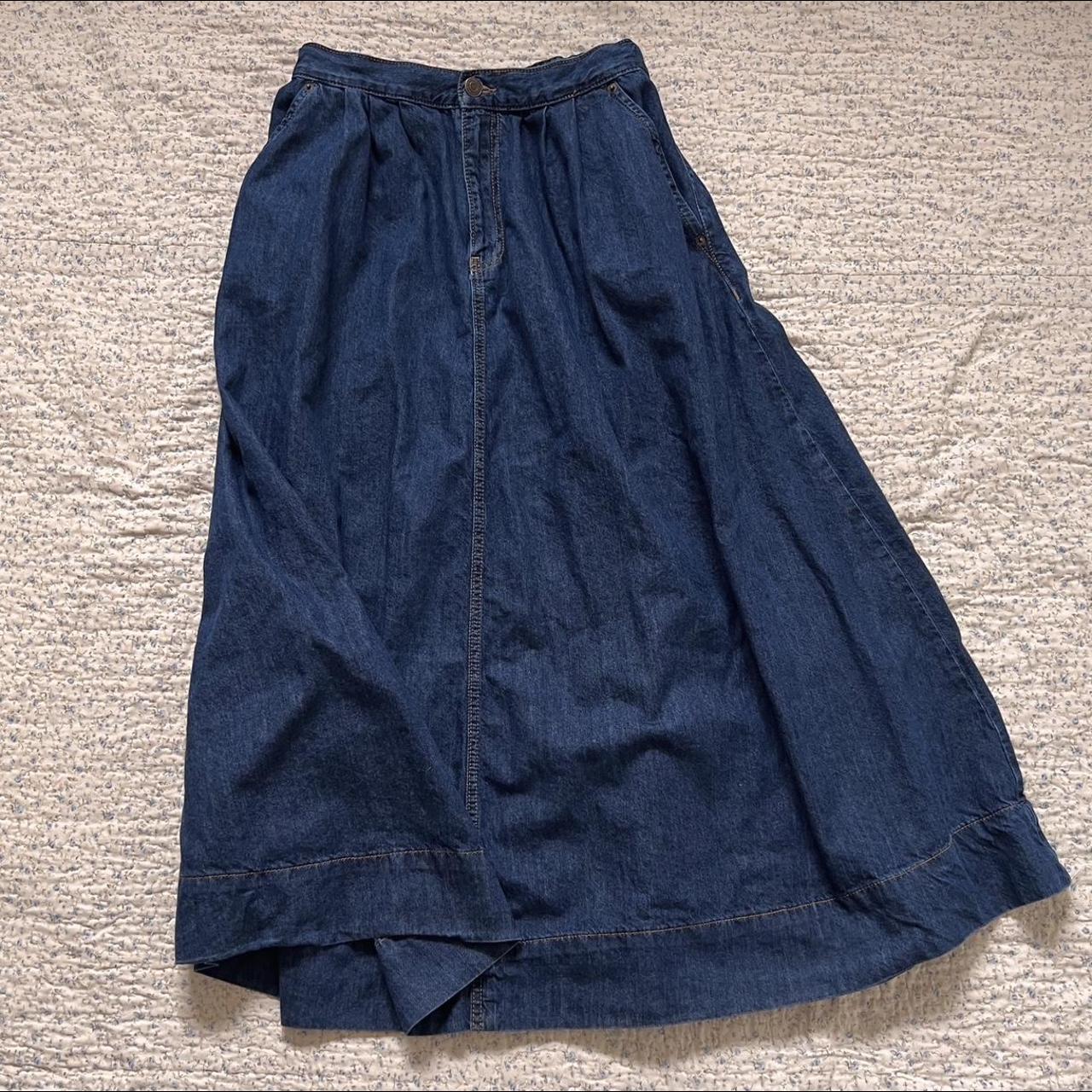 Dark wash denim maxi skirt (S-L)