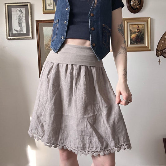 Dove grey linen skirt (S/M)