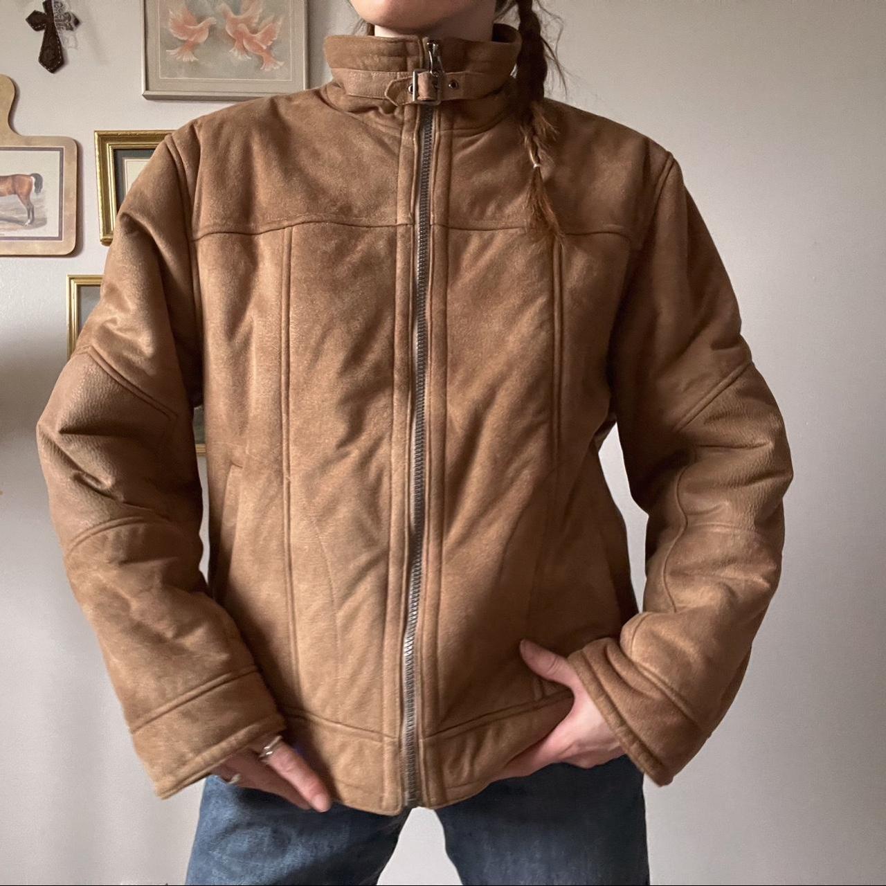 Cozy vintage brown moto jacket (M)