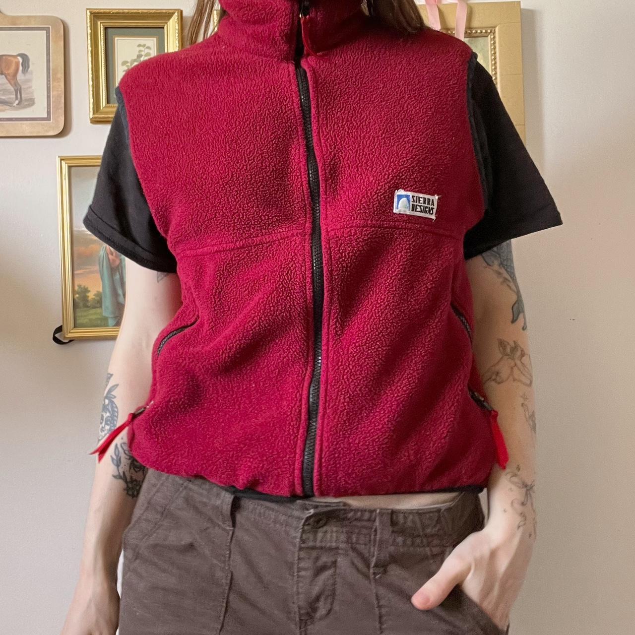 Cherry red fleece vest (S)