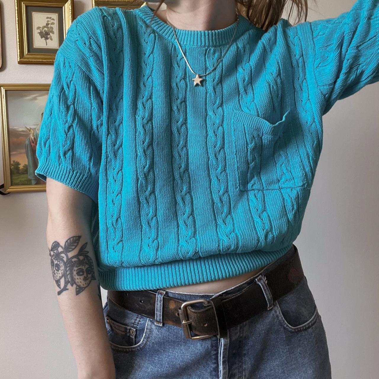 Ocean blue cable knit (M)