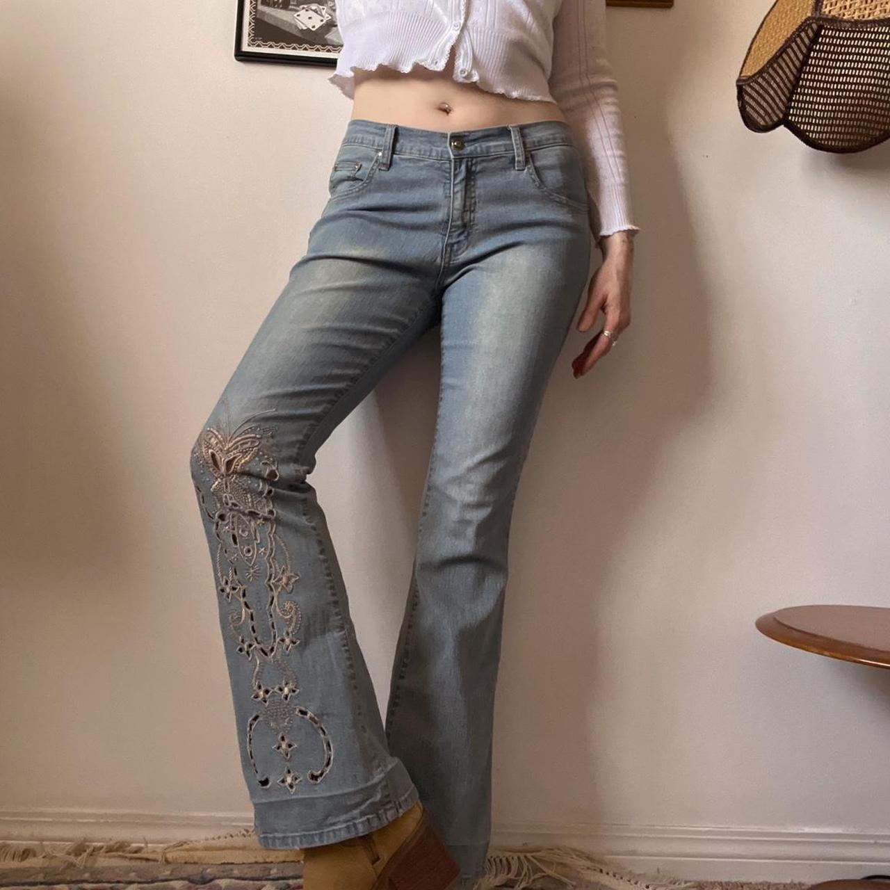 Low rise flare butterly jeans (S)