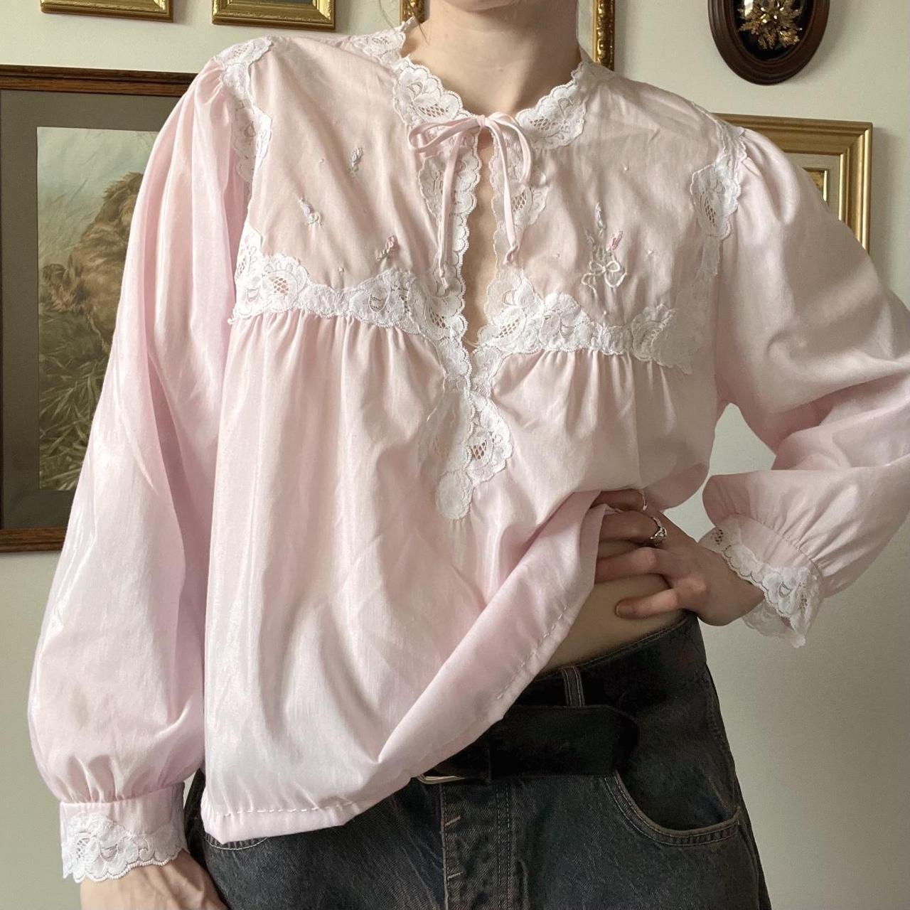 Pink lace cottage blouse (L)