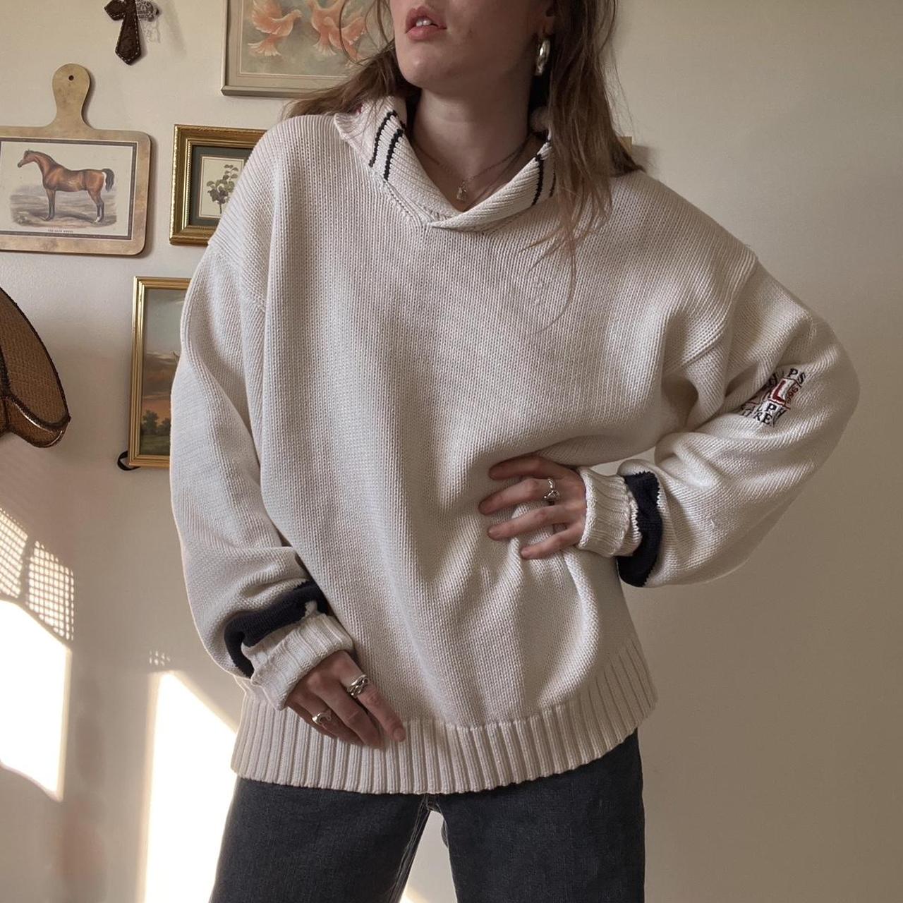 Chunky oversized white knit sweater (XL)