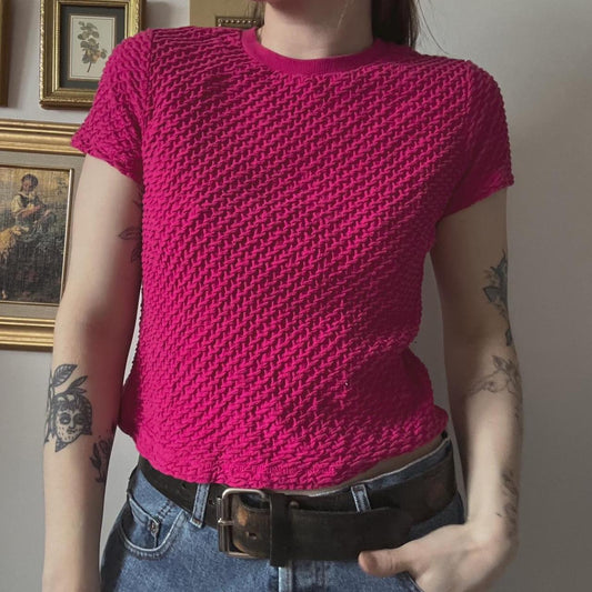 Hot pink textured baby tee (S/M)