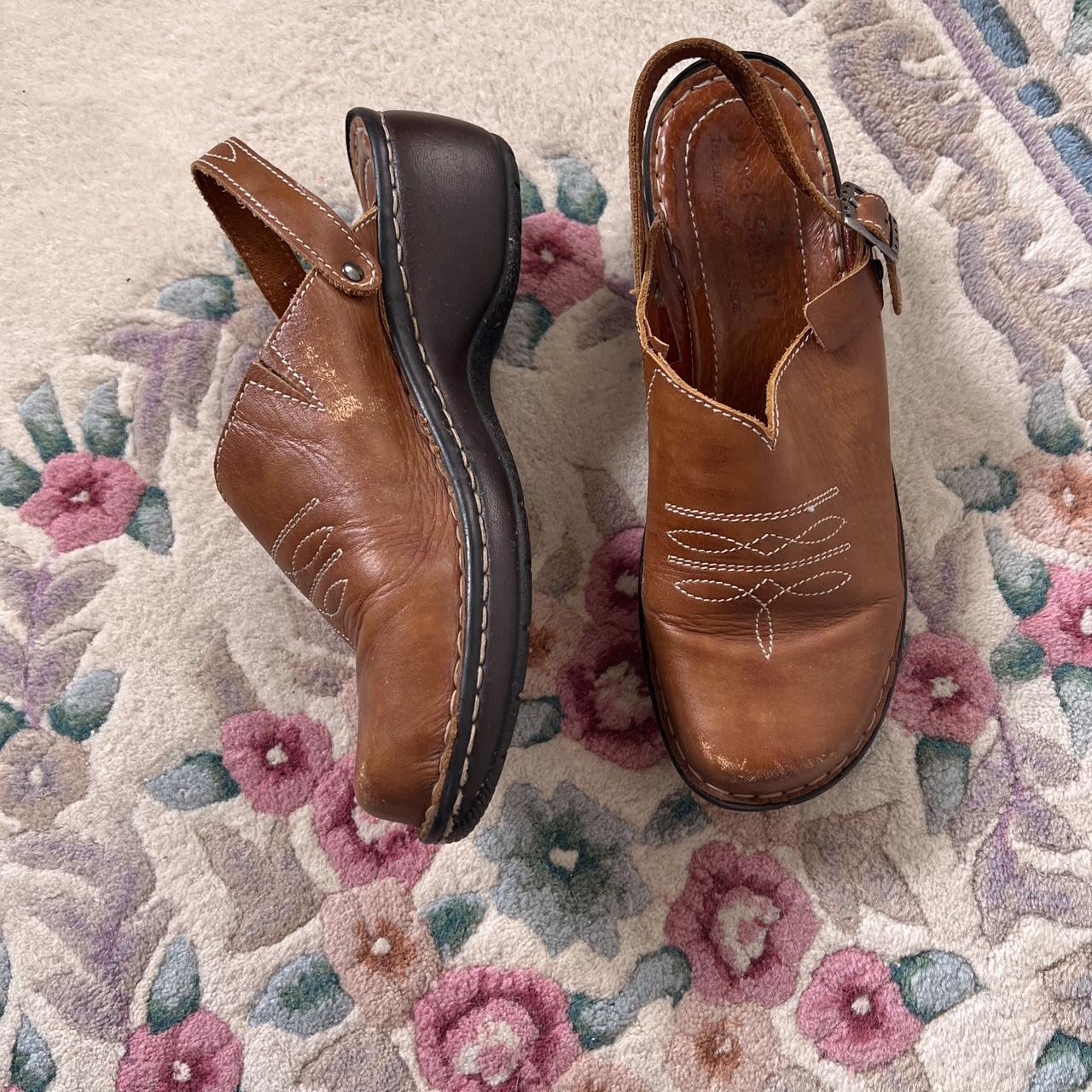 Brown leather western clogs (8)