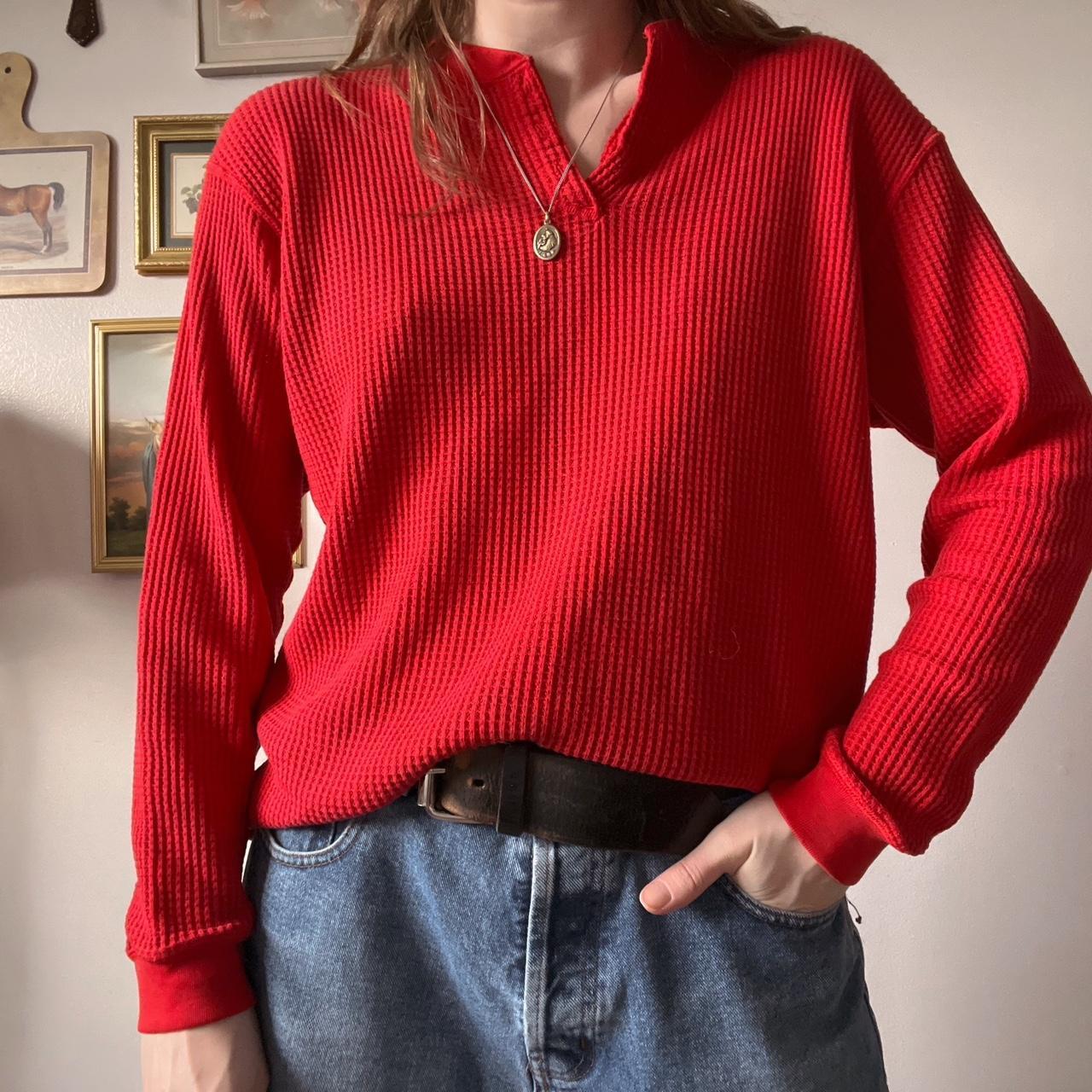 Vintage red waffle knit top (M)