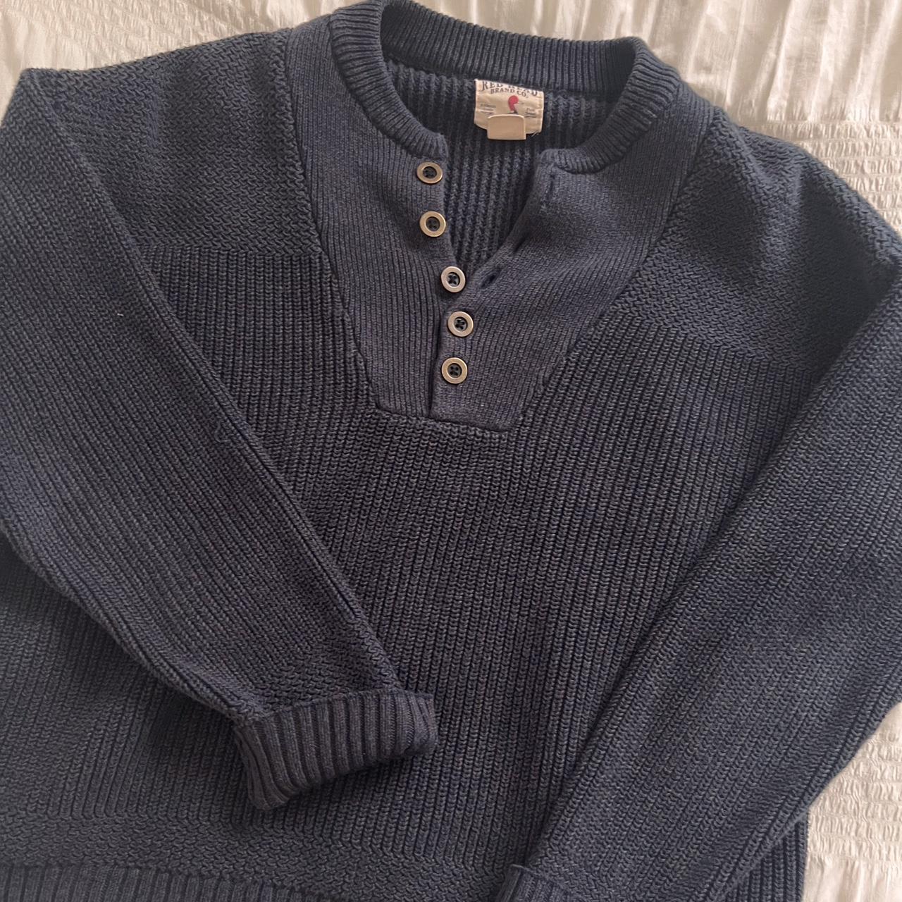 Chunky coastal navy knit sweater (M)