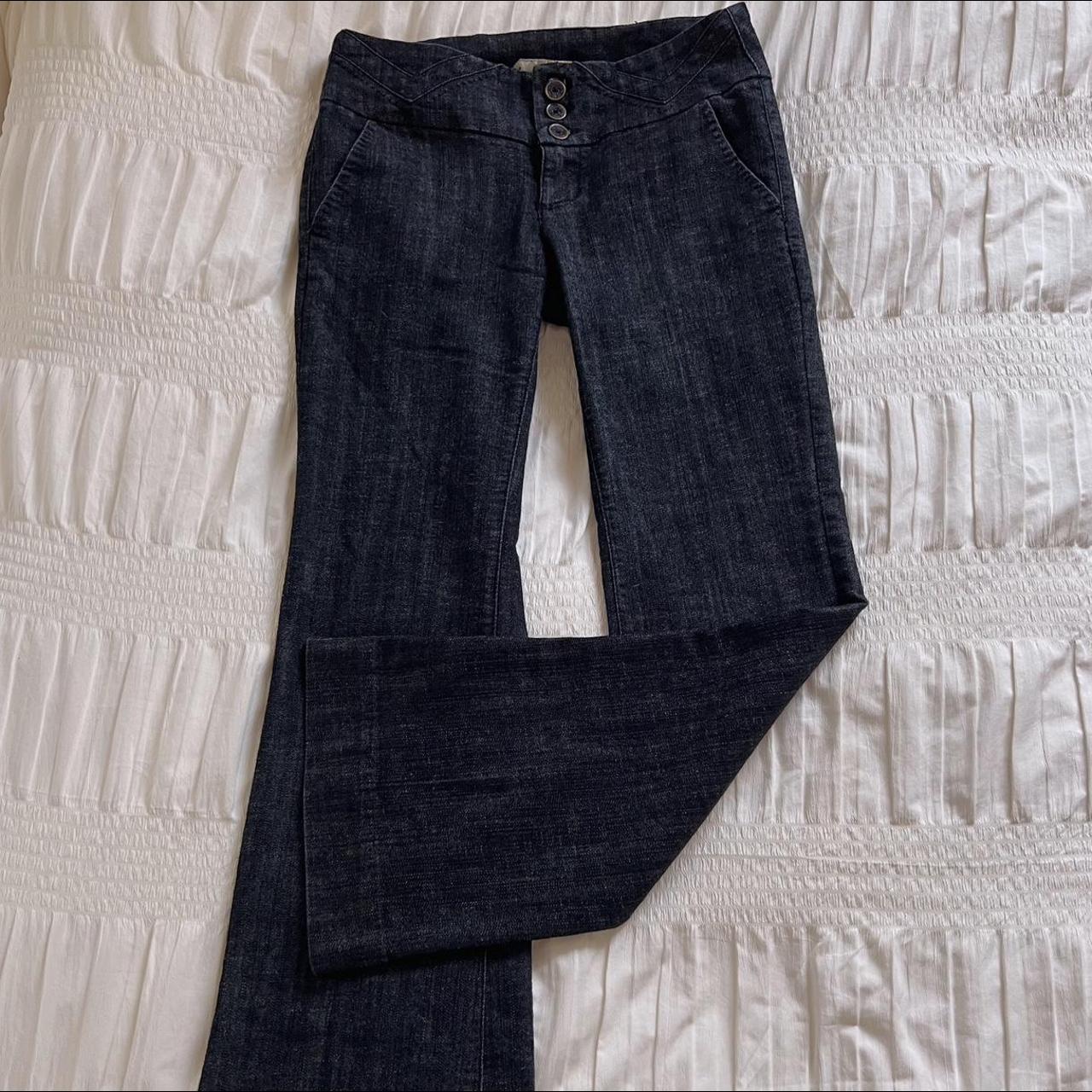 Dark low rise flare jeans (S)