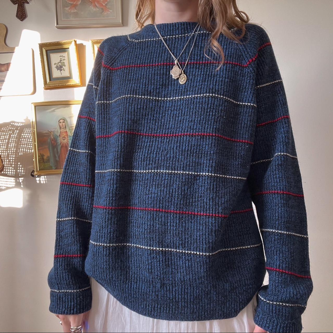 Slouchy navy striped sweater (L)