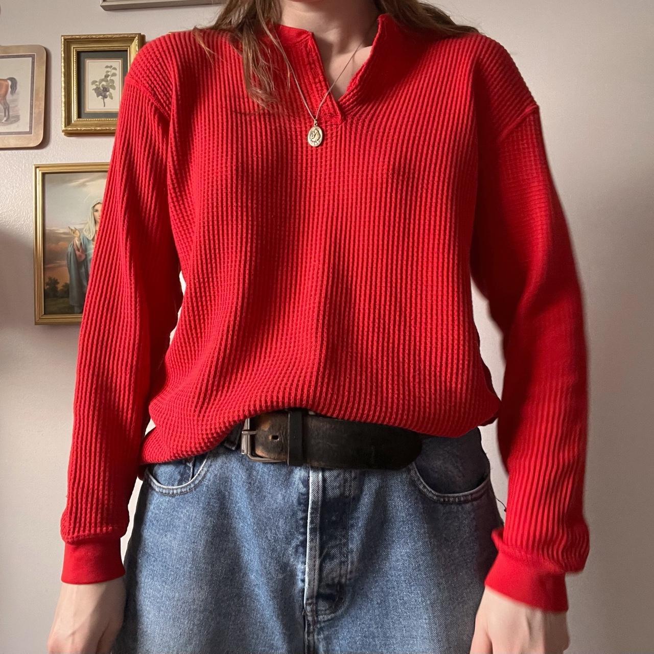 Vintage red waffle knit top (M)