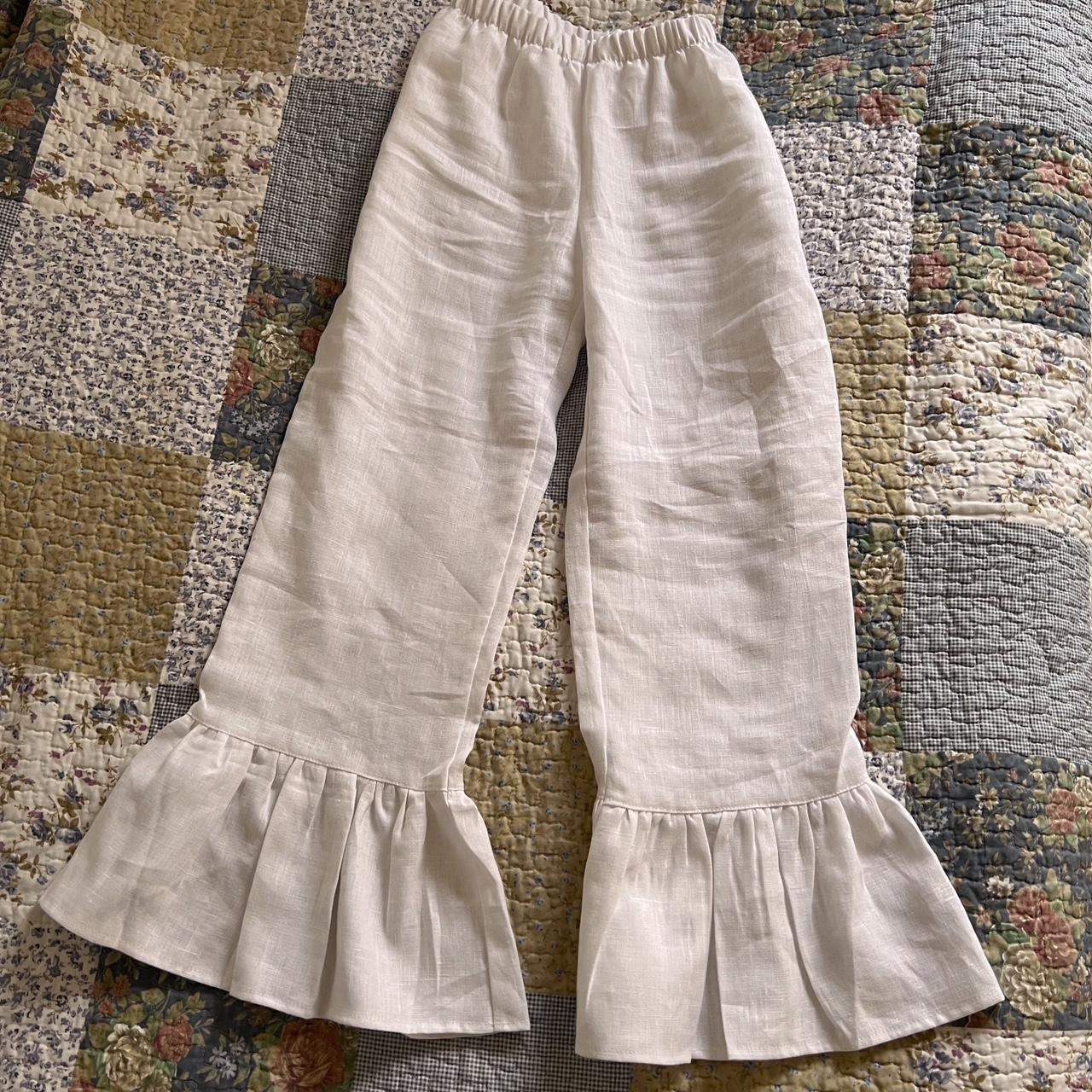 White linen bloomer pants (S)