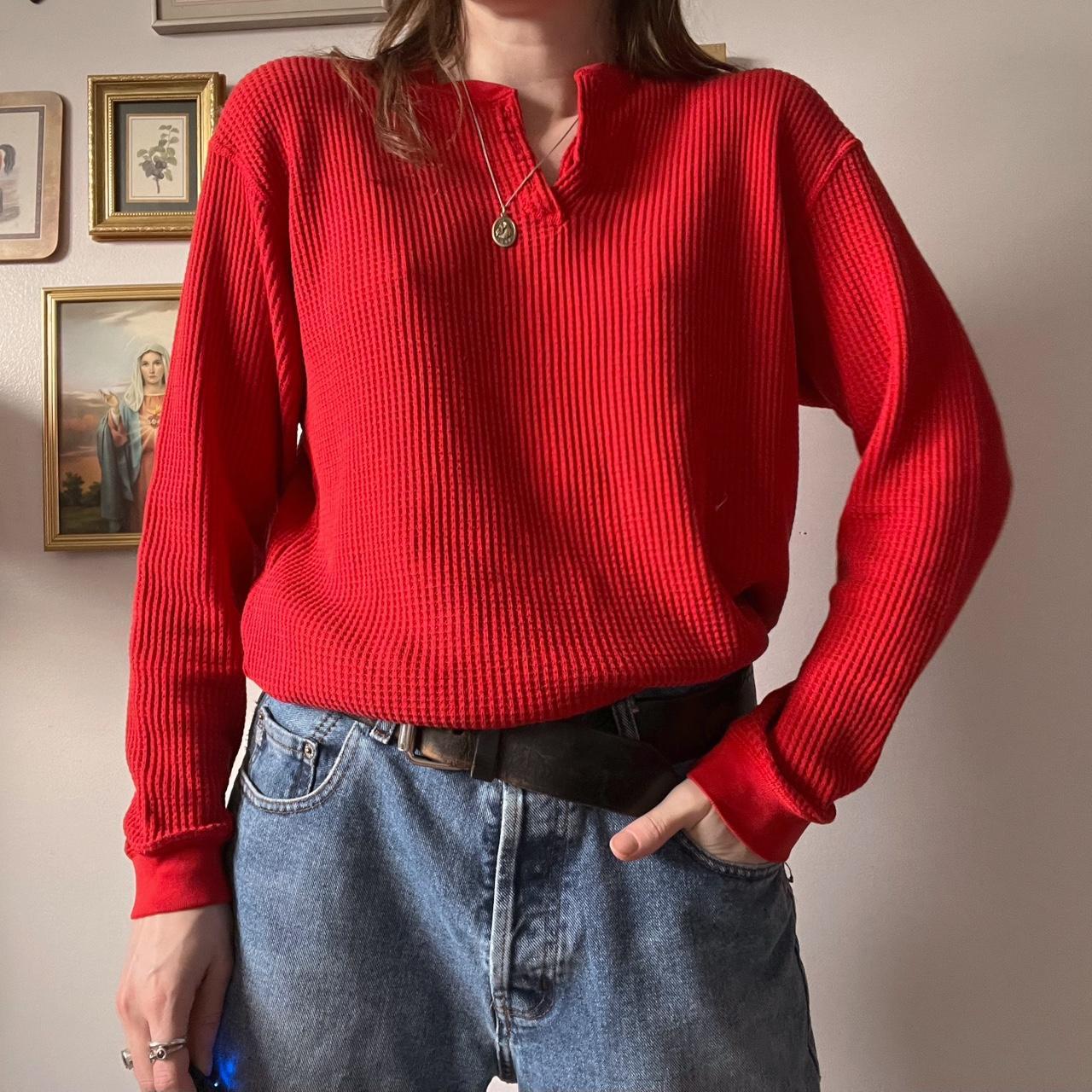 Vintage red waffle knit top (M)