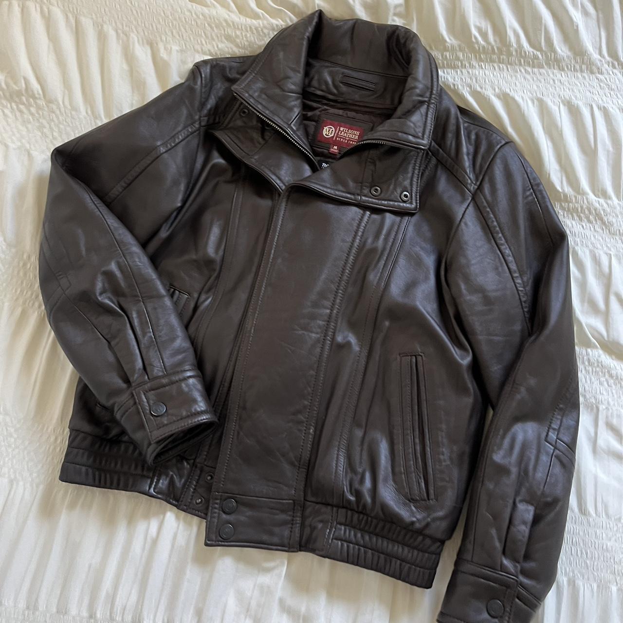 Brown leather bomber jacket (M)