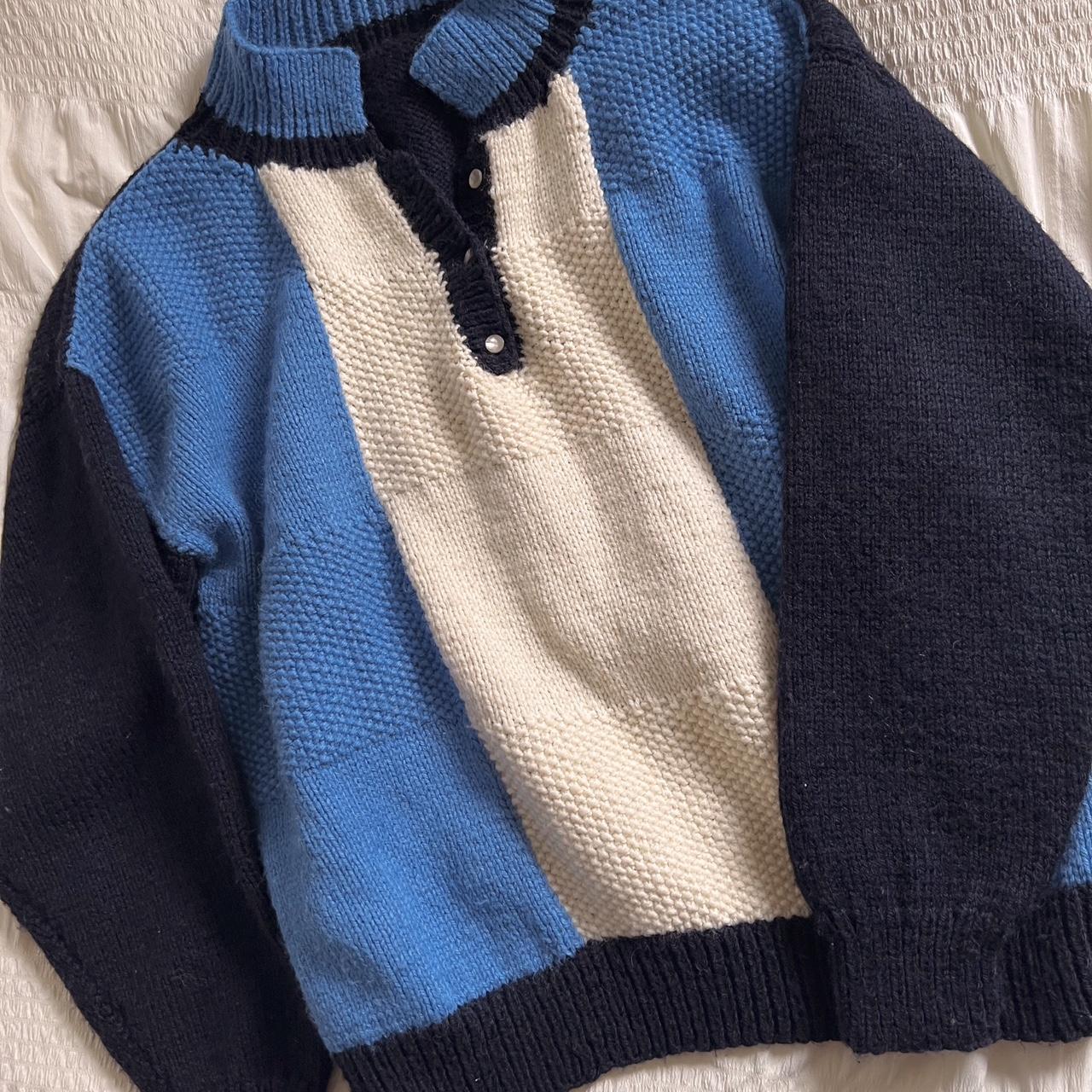 Slouchy blue colorblock knit (L)