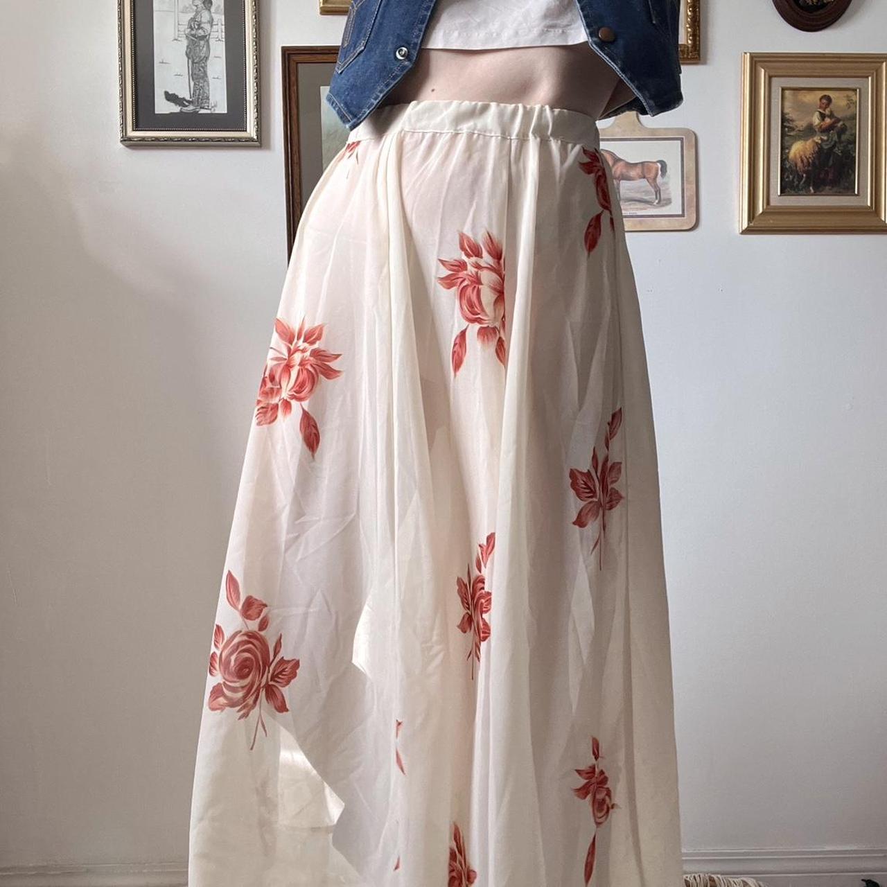 Romantic sheer rose maxi skirt (S)