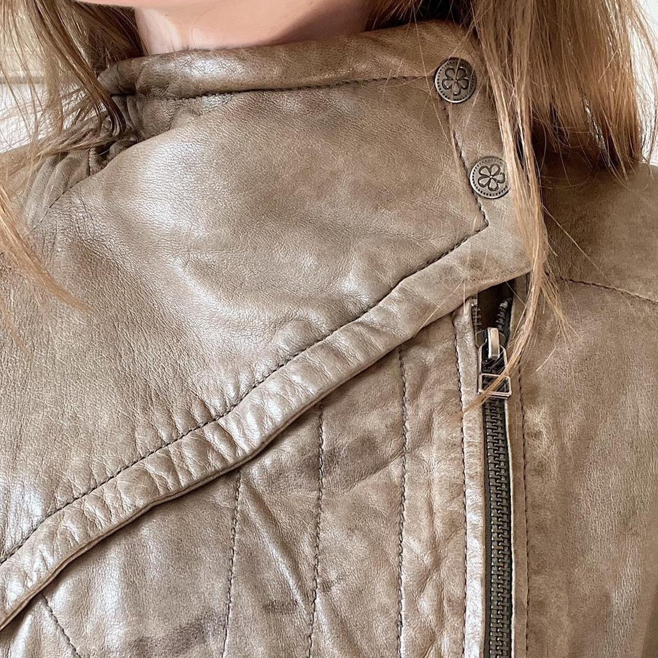 Fawn brown leather jacket (M)