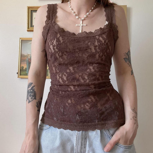 Brown lace cami (XL)