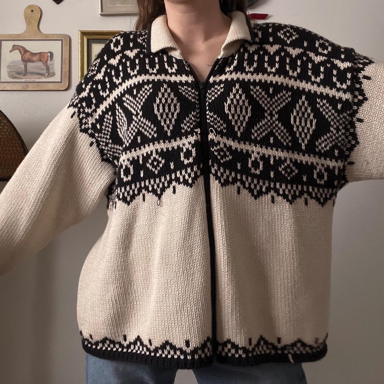 Vintage slouch cream knit cardigan (L)