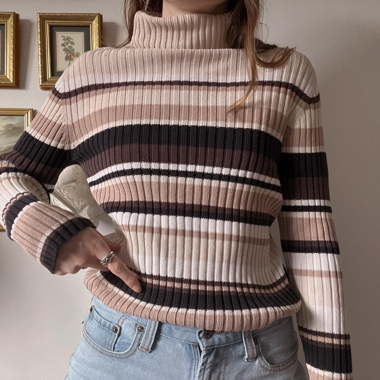 Mocha striped knit jumper (S)