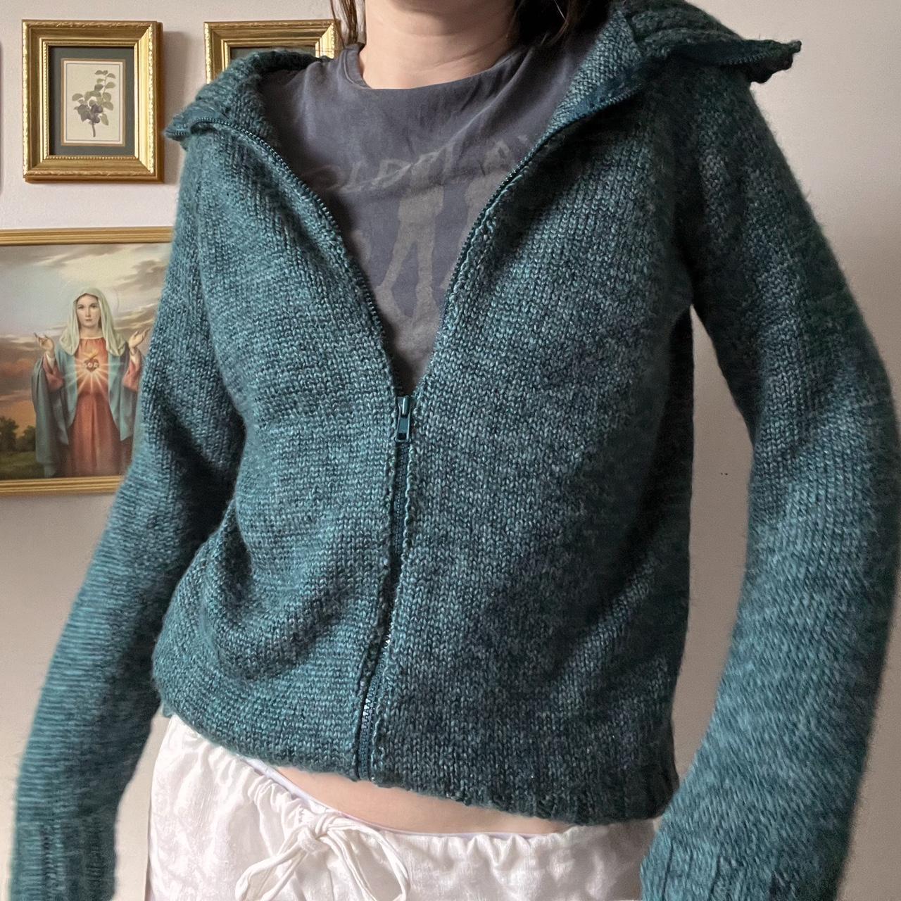 Sea blue knit cardigan (S)