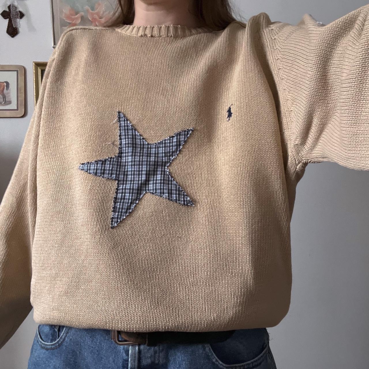 Slouchy gingham star sweater (L)