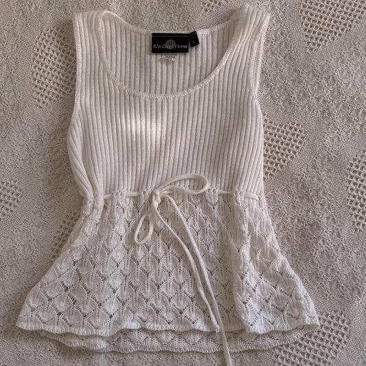 White knit babydoll tank (S)