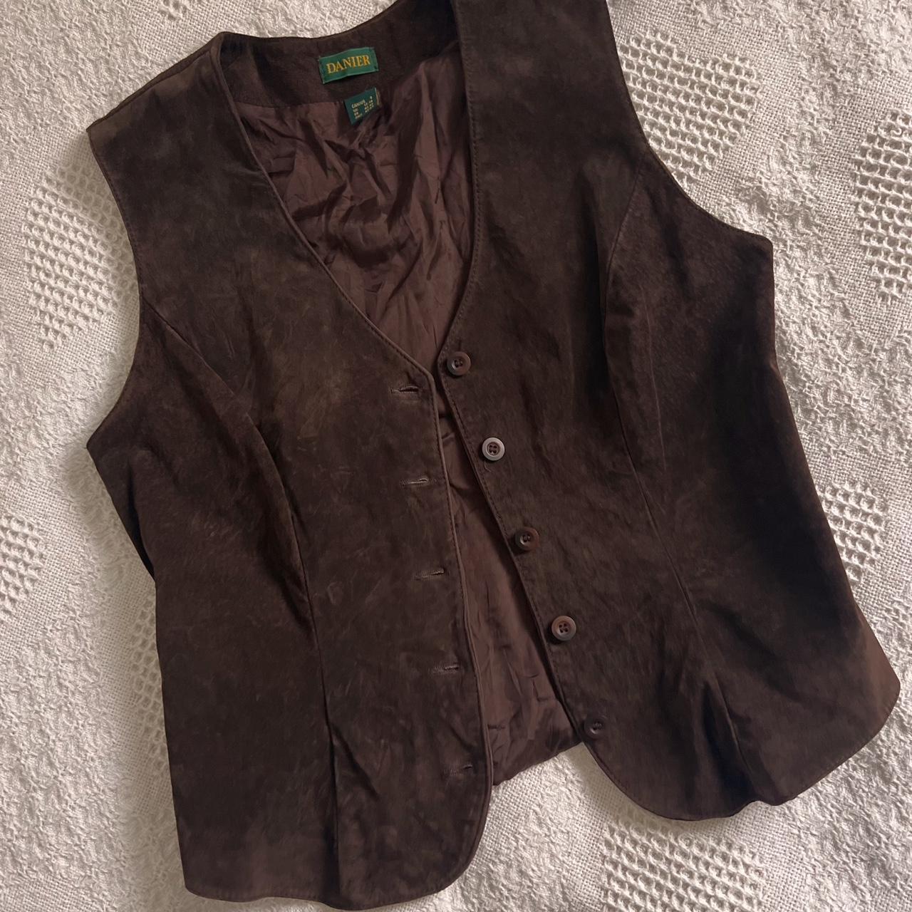 Brown suede leather vest (S)