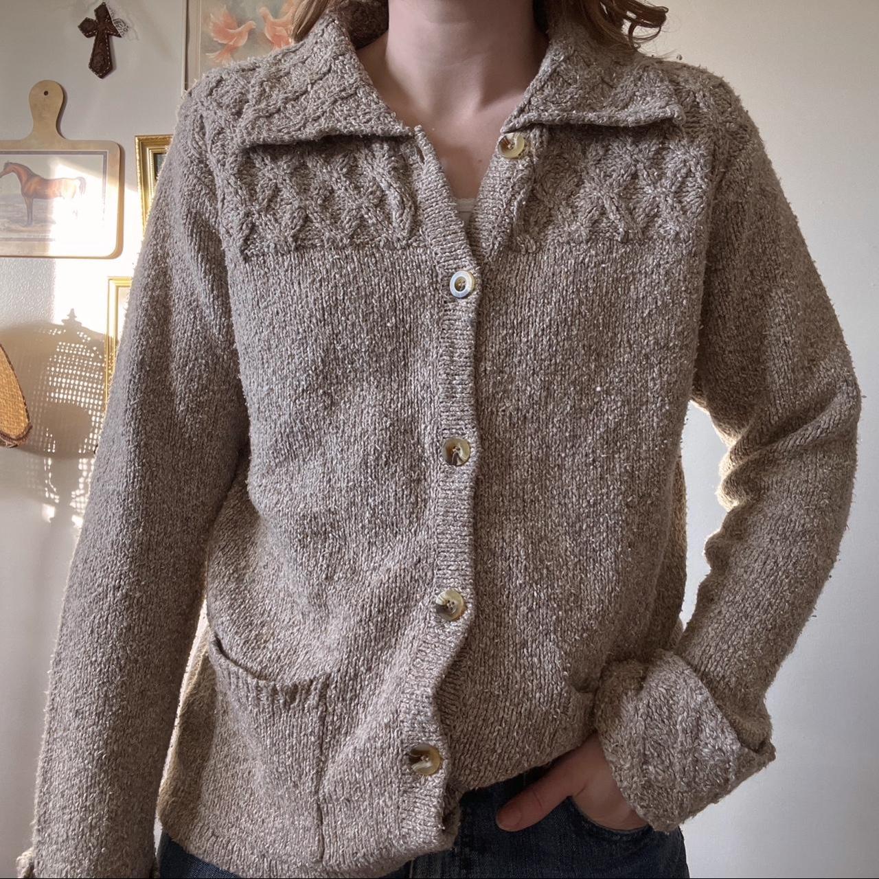 Fawn brown knit cardigan (M)