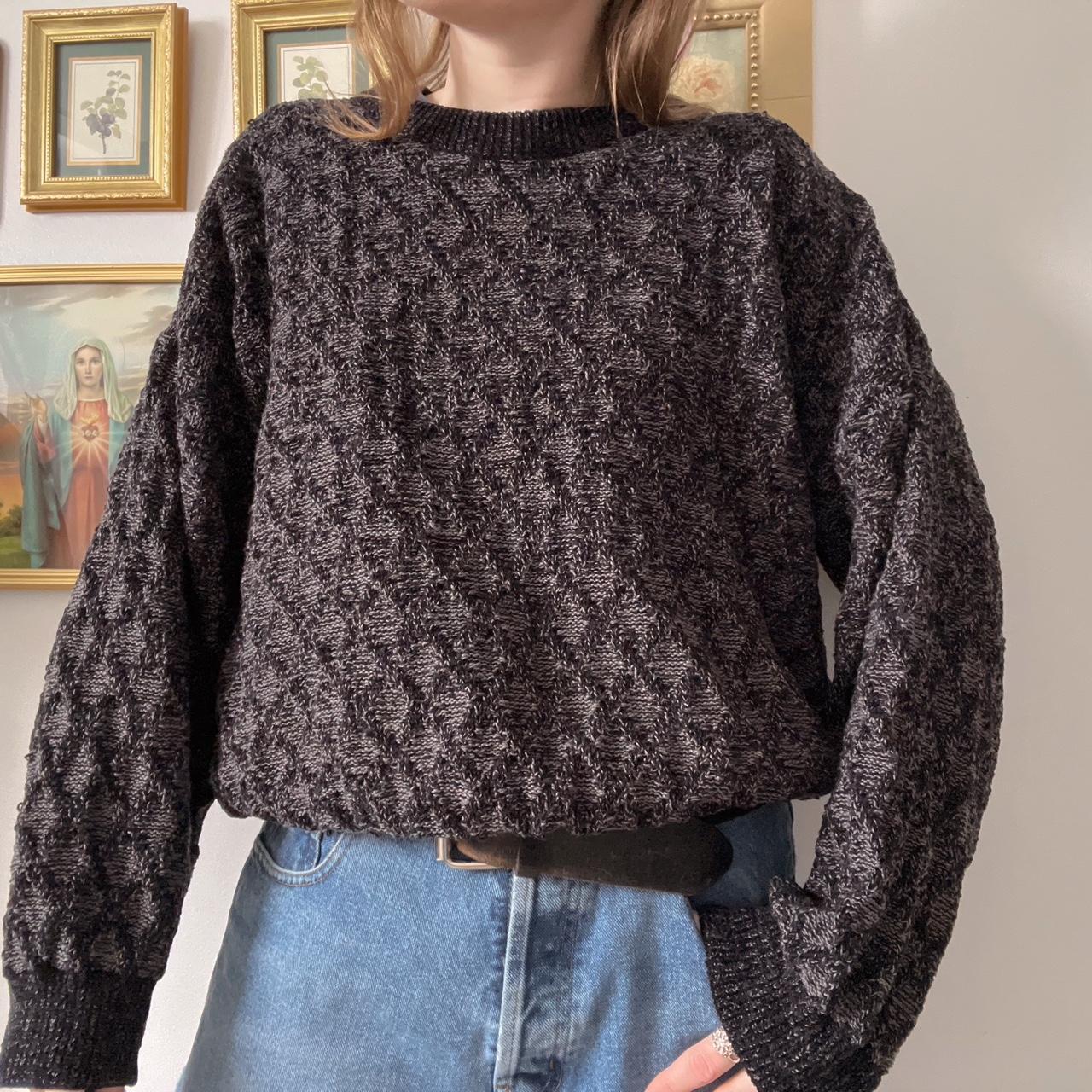 Charcoal diamond textured sweater (L)