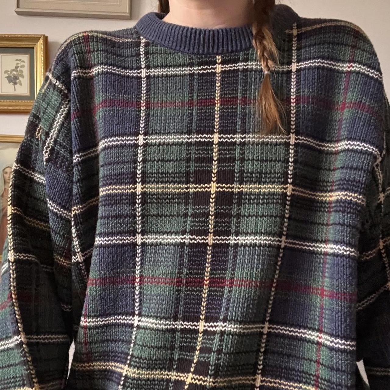 Vintage checkered knit sweater (XL)