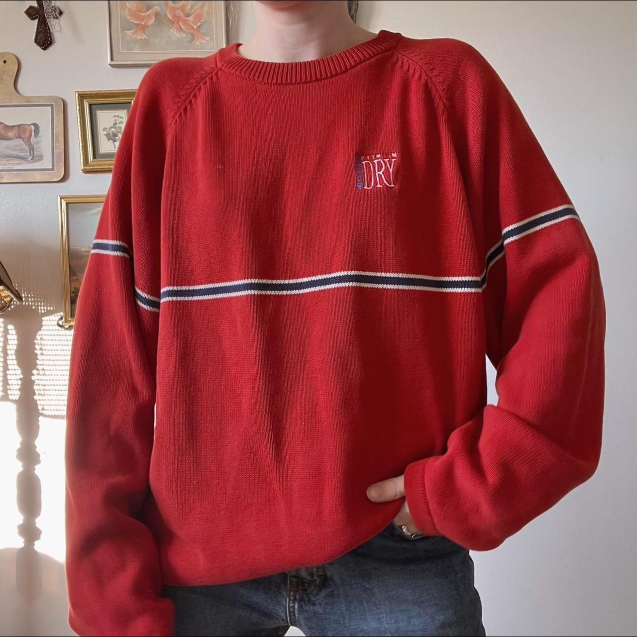 Red stripe knit sweater (XL)