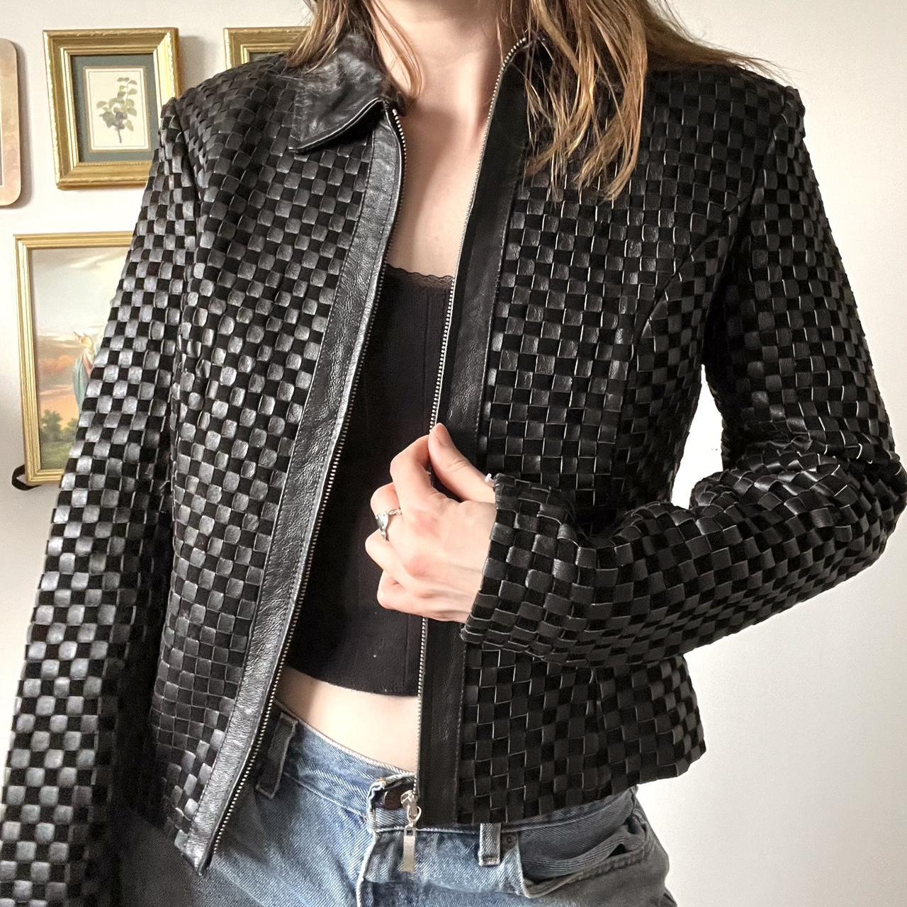 Checkered leather jacket (XS/S)