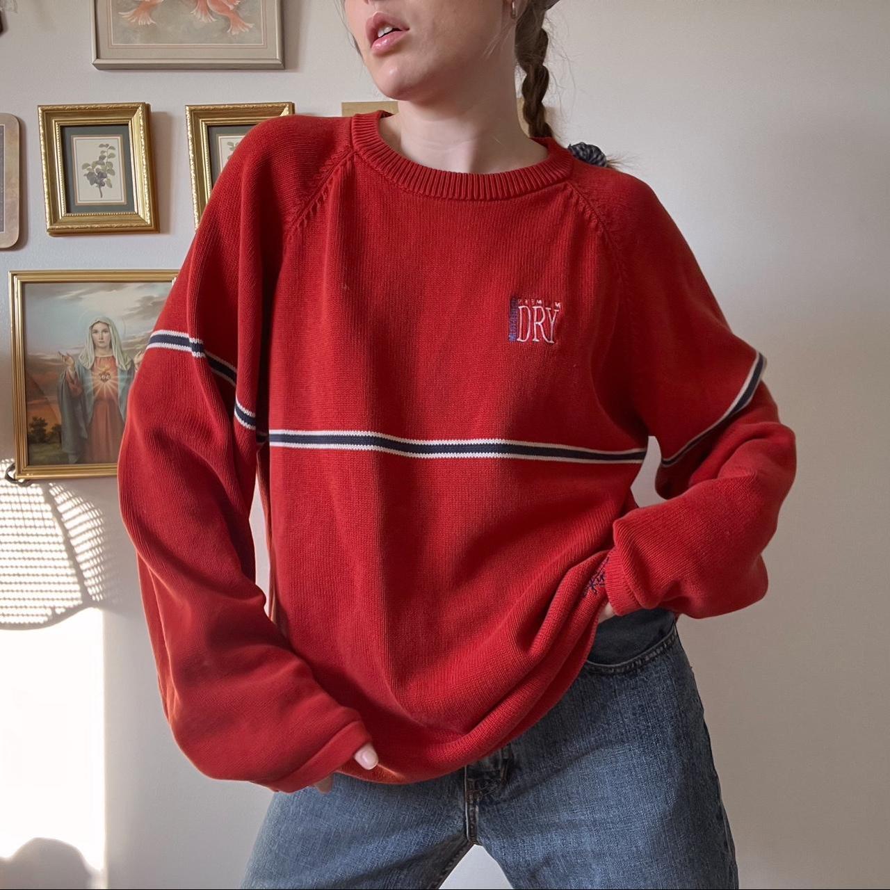 Red stripe knit sweater (XL)