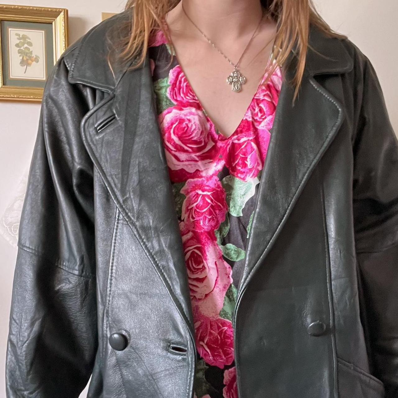 Spruce green leather jacket (S-L)